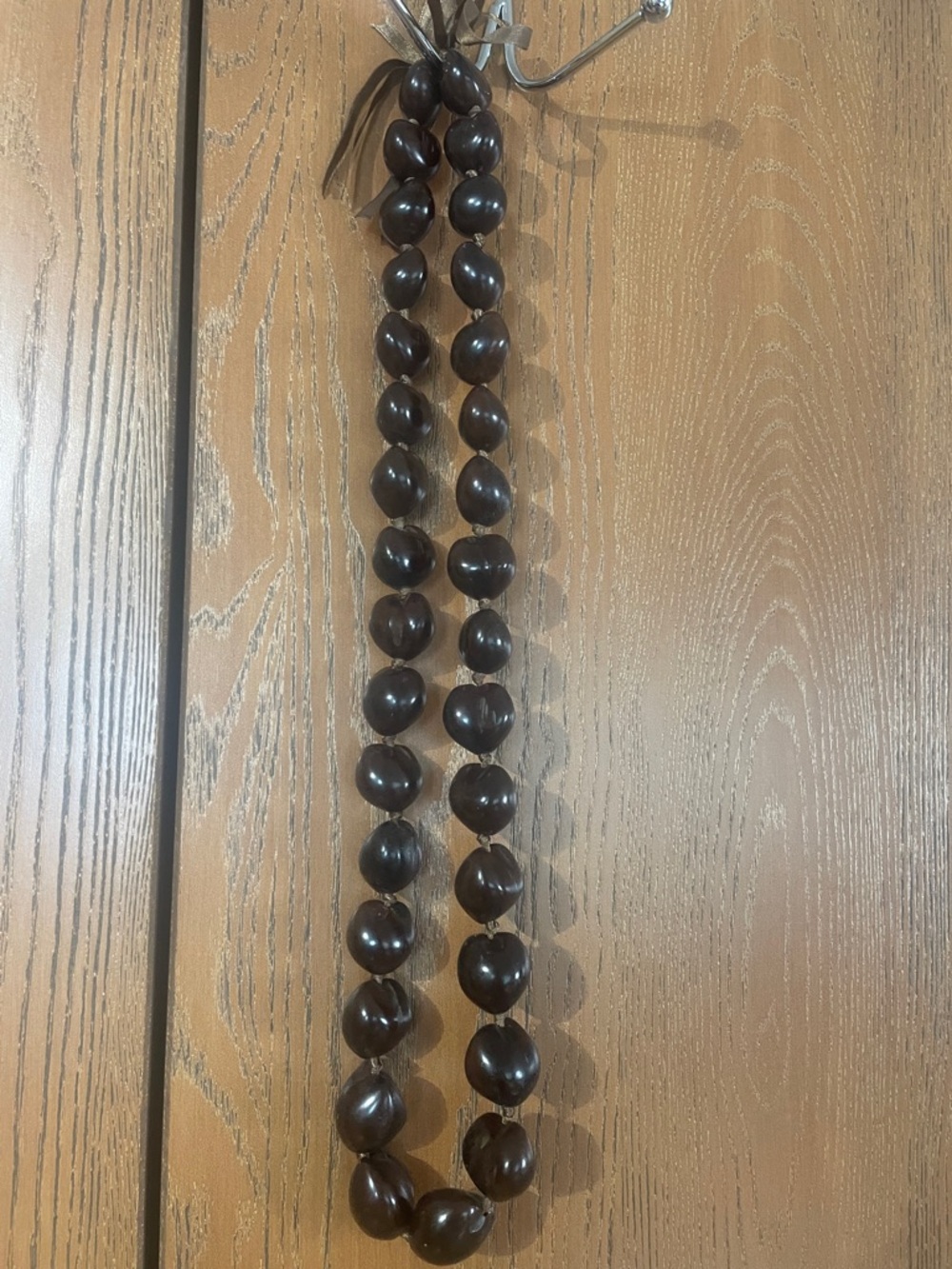 Dark Brown Bead Necklace - 16 in long
